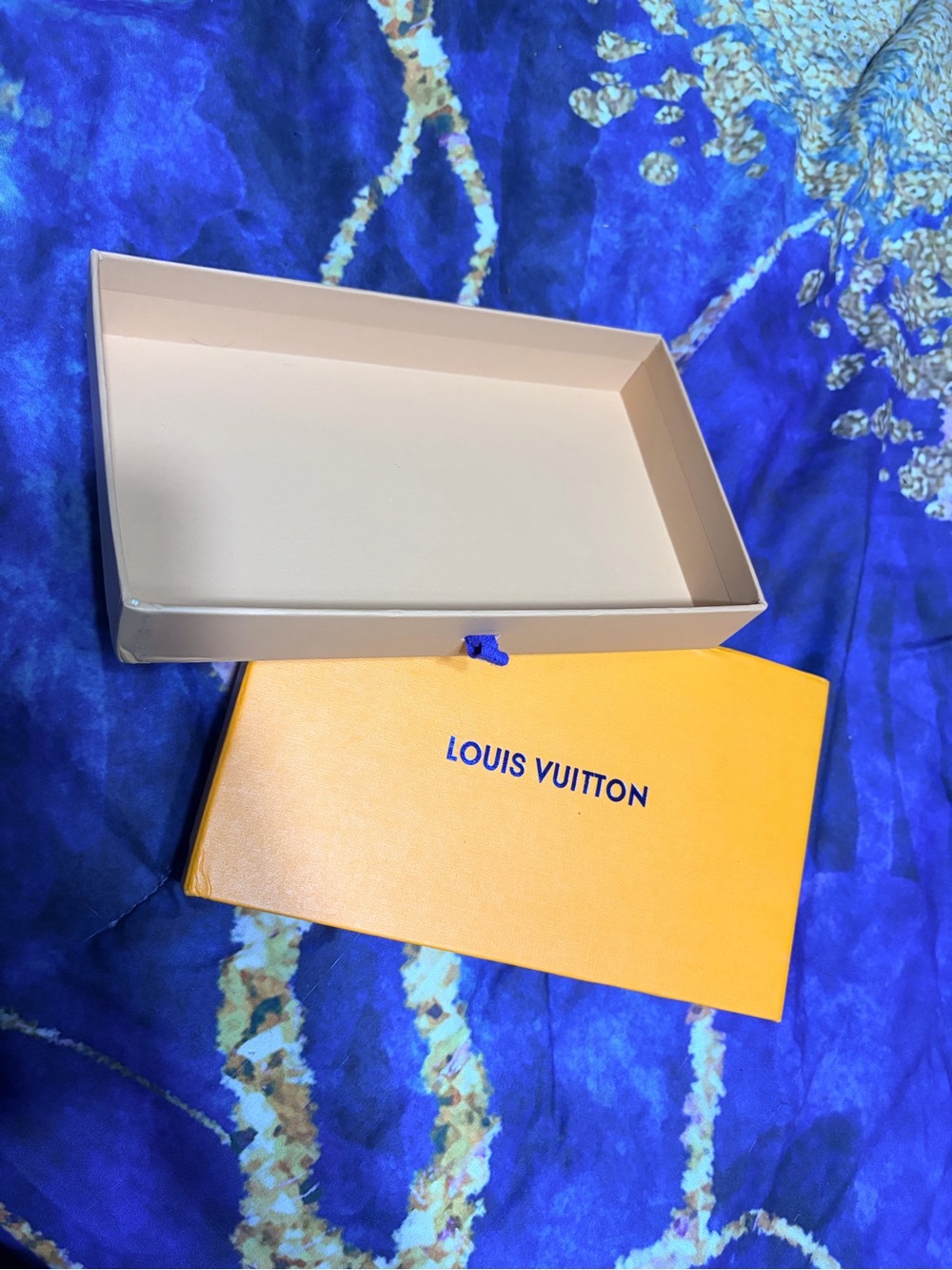 Louis Vuitton Orange Box with Blue Logo and Cream Interior